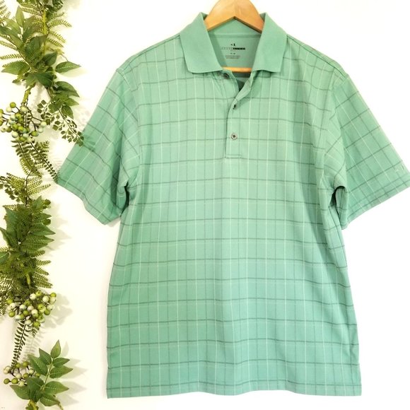 GRAND SLAM MENS GOLF SHIRT《525》polo green‎ plaid sz M - Picture 1 of 5